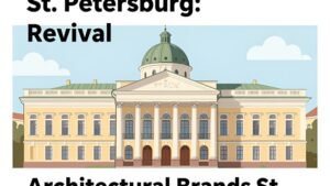 Современная архитектурная концепция возрождения исторических брендов Санкт-Петербурга в стиле иллюстраций от История Икс